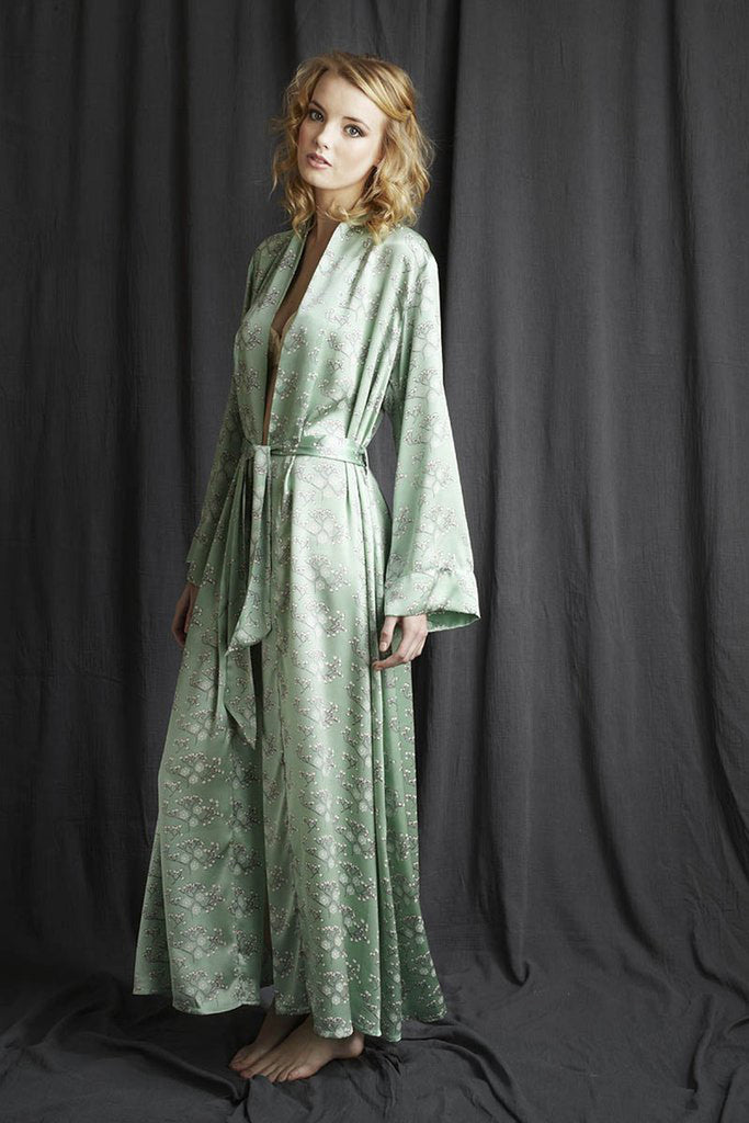 Silk dressing gown, luxury nightwear by Alice & Astrid made in England