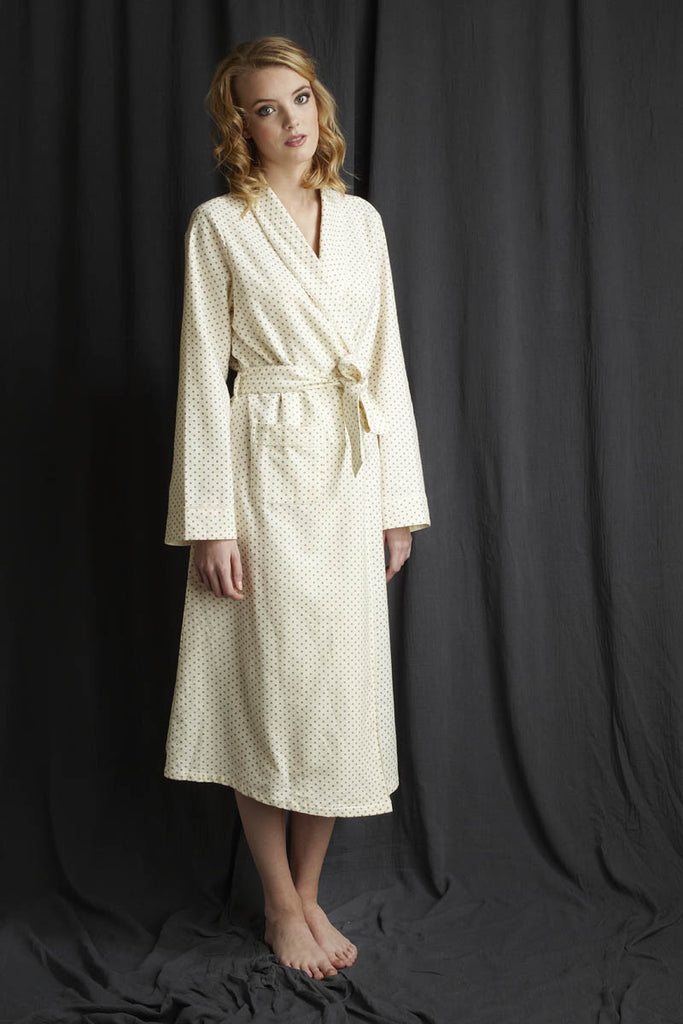 Women's British Made Dressing Gown | Luxury Brushed Cotton | Pink Check |  PJ Pan