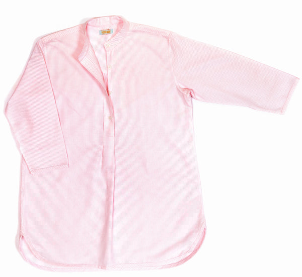 Nightshirt in pure cotton, Oxford stripe, pink, classic design by Alice & Astrid