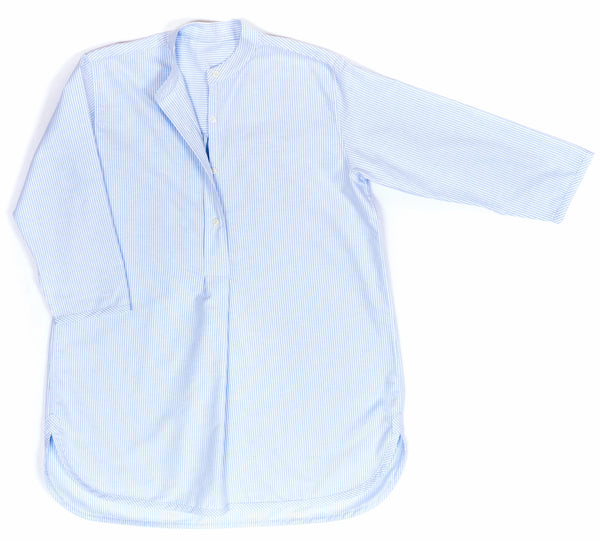 Nightshirt, cotton, Oxford blue stripe, classic design by Alice & Astrid made in England